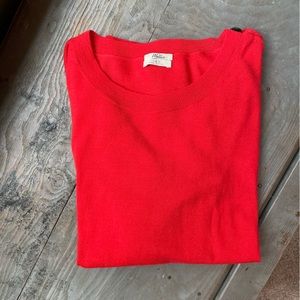 Wallace red merino wool sweater with buttons on shoulder | size small